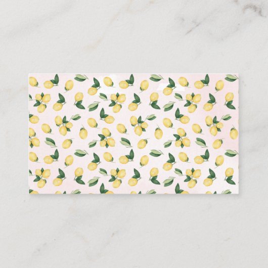 ピンクレモン何人のキスブライダルシャワーゲームカード プレイスカード (裏面)