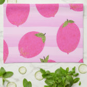 ピンクレモン夏フルーツウォーターの色おもしろい明るい キッチンタオル (折り畳み)