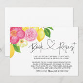 ピンクレモン花柄ベイビーシャワーブックリクエストカード 招待状 (正面/裏面)