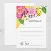 ピンクレモン フラワーベイビーシャワー アドバイス ゲーム カード (正面/裏面)