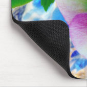 ピンクレンテンバラブルーガラスボール マウスパッド (コーナー)