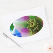 ピンクレンテンバラブルーガラスボール 楕円形シール (封筒)