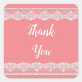 ピンクレースありがとうごシール スクエアシール (正面)