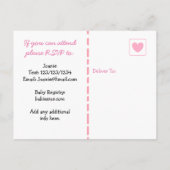 ピンクレースとボーズガールズベビーシャワー招待状 インビテーションポストカード (裏面)