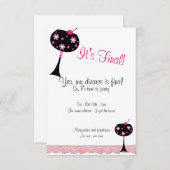 ピンクレースと大酒飲み離婚パーティの招待状 招待状 (正面/裏面)