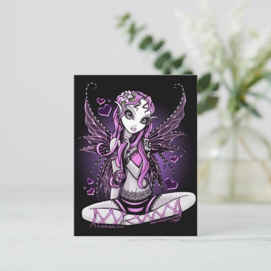 ピンクレースのようフェアリーのバレンタインデーのはがき シーズンポストカード (スタンド正面)