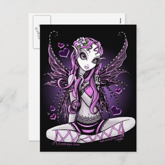 ピンクレースのようフェアリーのバレンタインデーのはがき シーズンポストカード (正面/裏面)