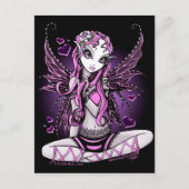 ピンクレースのようフェアリーのバレンタインデーのはがき シーズンポストカード (正面)