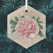 ピンクレースのラブリーピンクピーフェイクニー ガラスオーナメント