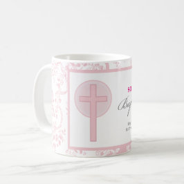 ピンクレースの女の子 洗礼 コーヒーマグカップ