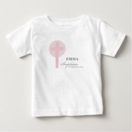 ピンクレースの女の子 洗礼・命名式 名入れ ベビーTシャツ