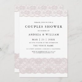 ピンクレースエレガントカップルモダンシャワー招待状 招待状