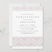 ピンクレースエレガントベビーガール《キリスト教》洗礼式や命名式招待状 招待状 (正面)