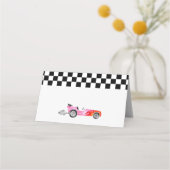 ピンクレースカーガールバースデーパーティー座席表 プレイスカード (正面)