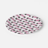 ピンクレースカーガールレースバースデーパーティー ペーパープレート (アングル)