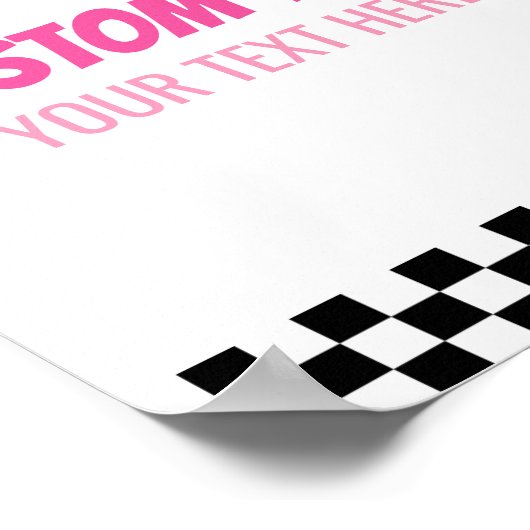 ピンクレースカーレーサーカスタム文字パーティー標識 ポスター (角)