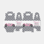 ピンクレースカーレース誕生日パーティ市松模様にー フェイバーボックス (折り畳みなし)