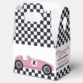 ピンクレースカーレース誕生日パーティ市松模様にー フェイバーボックス (オープン)