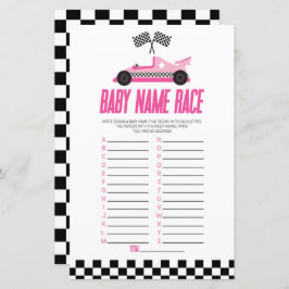 ピンクレースカー名レースベビーシャワーゲーム