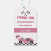 ピンクレースカー誕生日パーティーありがとうギフトラベル ギフトタグ (正面)