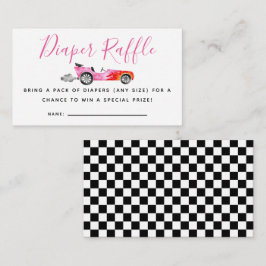 ピンクレースカー赤ちゃんシャワーおむつラッフルチケット エンクロージャーカード