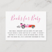 ピンクレースカー赤ちゃんシャワー予約リクエスト エンクロージャーカード (正面)