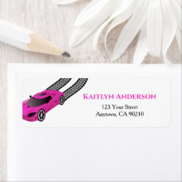 ピンクレースカー |キッズカスタム差出人住所 ラベル