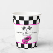 ピンクレースカー |子供の誕生日パーティー 紙コップ (裏面)