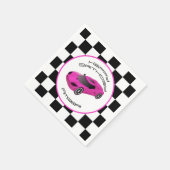 ピンクレースカー |誕生日カスタムパーティー スタンダードカクテルナプキン (角)