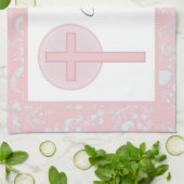 ピンクレースガールバプテスマ キッチンタオル (折り畳み)