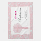 ピンクレースガールバプテスマ キッチンタオル (縦)