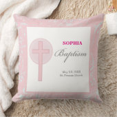 ピンクレースガールバプテスマ クッション (ブランケット)