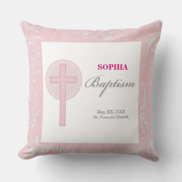 ピンクレースガールバプテスマ クッション