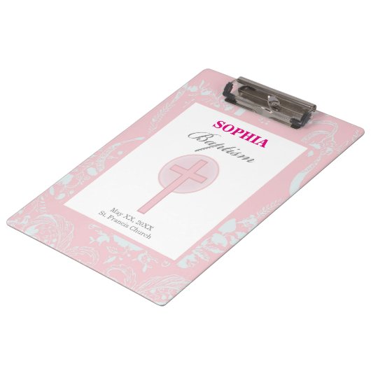 ピンクレースガールバプテスマ クリップボード (アングル)