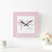 ピンクレースガールバプテスマ スクエア壁時計 (ホーム)