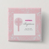 ピンクレースガールバプテスマ 缶バッジ (正面)