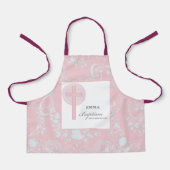 ピンクレースガールパーソナライズされたバプテスマ エプロン (正面)