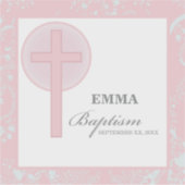 ピンクレースガールパーソナライズされたバプテスマ シール (正面)