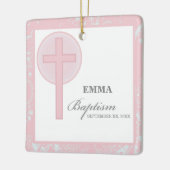 ピンクレースガールパーソナライズされたバプテスマ セラミックオーナメント (左)