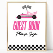 ピンクレースクカーレーサーゲストブックパーティーサイン ポスター