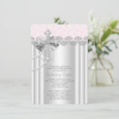 ピンクレースクロスファースト聖餐式 招待状 (スタンド正面)