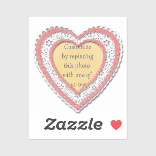 ピンクレースハートフレームバレンタインデー シール (シート)