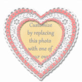 ピンクレースハートフレームバレンタインデー シール (正面)