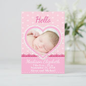 ピンクレースハート誕生発表 案内状 (スタンド正面)