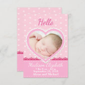 ピンクレースハート誕生発表 案内状 (正面/裏面)