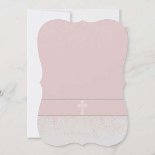 ピンクレースファーストホリーコミュニオンデザイン 招待状 (裏面)