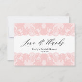 ピンクレースブライダルシャワーサンキューカード サンキューカード (正面)