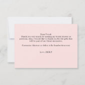 ピンクレースブライダルシャワーサンキューカード サンキューカード (裏面)