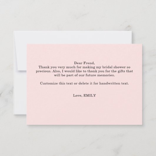 ピンクレースブライダルシャワーサンキューカード サンキューカード (裏面)