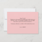 ピンクレースブライダルシャワーサンキューカード サンキューカード (裏面)